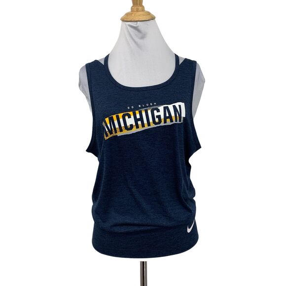 Michigan Wolverine Nike Tank Top Womens XS Extra Small Dri Fit Cutout Go Blues - Picture 1 of 13